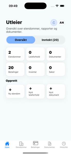 Oversikt — utleier dashboard